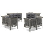 vidaXL Set mobilier de grădină cu perne, 8 piese, gri, poliratan vidaXL Set mobilier de grădină cu perne, 8 piese, gri, poliratan