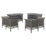 vidaXL Set mobilier de grădină cu perne, 8 piese, gri, poliratan vidaXL Set mobilier de grădină cu perne, 8 piese, gri, poliratan