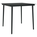 vidaXL Masă de bucătărie de grădină, negru, 80x80x74 cm, oțel/sticlă vidaXL Masă de bucătărie de grădină, negru, 80x80x74 cm, oțel/sticlă