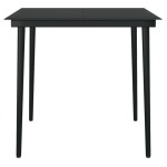 vidaXL Masă de bucătărie de grădină, negru, 80x80x74 cm, oțel/sticlă vidaXL Masă de bucătărie de grădină, negru, 80x80x74 cm, oțel/sticlă