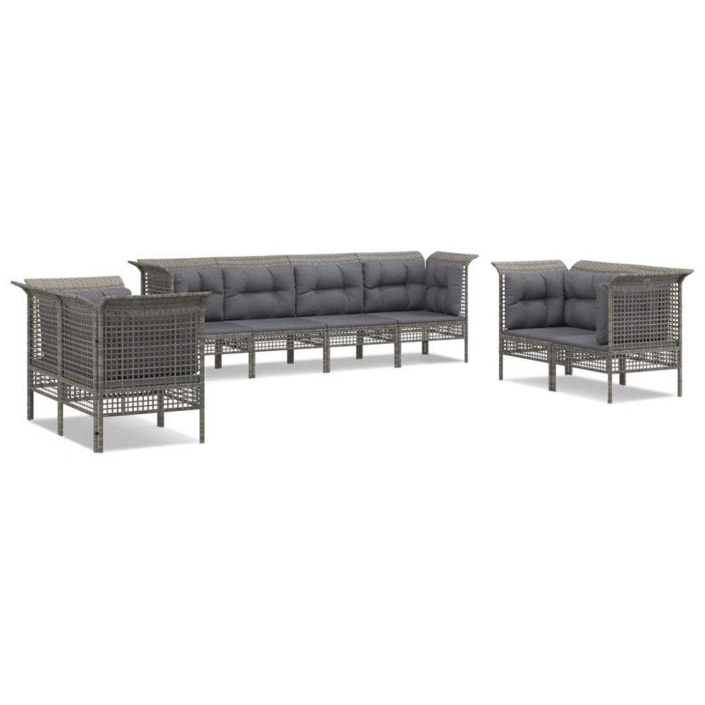 vidaXL Set mobilier de grădină cu perne, 8 piese, gri, poliratan