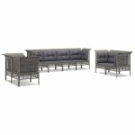 vidaXL Set mobilier de grădină cu perne, 8 piese, gri, poliratan vidaXL Set mobilier de grădină cu perne, 8 piese, gri, poliratan