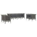 vidaXL Set mobilier de grădină cu perne, 8 piese, gri, poliratan vidaXL Set mobilier de grădină cu perne, 8 piese, gri, poliratan