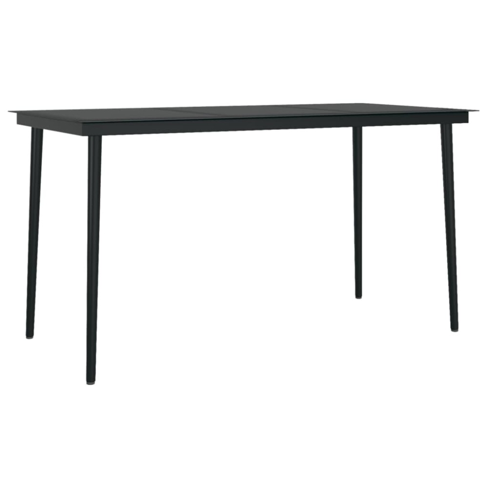 vidaXL Masă de bucătărie de grădină, negru, 140x70x74 cm, oțel/sticlă