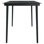vidaXL Masă de bucătărie de grădină, negru, 140x70x74 cm, oțel/sticlă vidaXL Masă de bucătărie de grădină, negru, 140x70x74 cm, oțel/sticlă