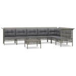 vidaXL Set mobilier de grădină cu perne, 8 piese, gri, poliratan vidaXL Set mobilier de grădină cu perne, 8 piese, gri, poliratan