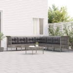 vidaXL Set mobilier de grădină cu perne, 8 piese, gri, poliratan vidaXL Set mobilier de grădină cu perne, 8 piese, gri, poliratan