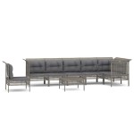 vidaXL Set mobilier de grădină cu perne, 8 piese, gri, poliratan vidaXL Set mobilier de grădină cu perne, 8 piese, gri, poliratan