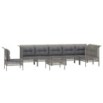 vidaXL Set mobilier de grădină cu perne, 8 piese, gri, poliratan vidaXL Set mobilier de grădină cu perne, 8 piese, gri, poliratan