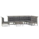 vidaXL Set mobilier de grădină cu perne, 8 piese, gri, poliratan vidaXL Set mobilier de grădină cu perne, 8 piese, gri, poliratan