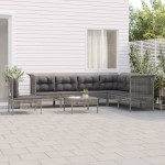 vidaXL Set mobilier de grădină cu perne, 8 piese, gri, poliratan vidaXL Set mobilier de grădină cu perne, 8 piese, gri, poliratan