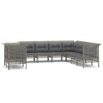 vidaXL Set mobilier de grădină cu perne, 9 piese, gri, poliratan vidaXL Set mobilier de grădină cu perne, 9 piese, gri, poliratan