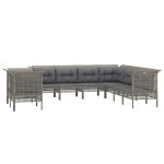 vidaXL Set mobilier de grădină cu perne, 9 piese, gri, poliratan vidaXL Set mobilier de grădină cu perne, 9 piese, gri, poliratan