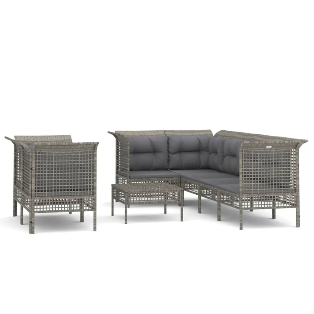 vidaXL Set mobilier de grădină cu perne, 8 piese, gri, poliratan