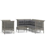 vidaXL Set mobilier de grădină cu perne, 8 piese, gri, poliratan vidaXL Set mobilier de grădină cu perne, 8 piese, gri, poliratan