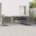 vidaXL Set mobilier de grădină cu perne, 8 piese, gri, poliratan vidaXL Set mobilier de grădină cu perne, 8 piese, gri, poliratan
