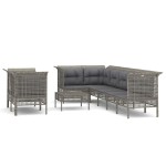 vidaXL Set mobilier de grădină cu perne, 9 piese, gri, poliratan vidaXL Set mobilier de grădină cu perne, 9 piese, gri, poliratan