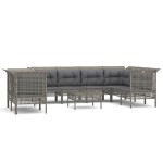vidaXL Set mobilier de grădină cu perne, 9 piese, gri, poliratan vidaXL Set mobilier de grădină cu perne, 9 piese, gri, poliratan