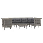 vidaXL Set mobilier de grădină cu perne, 9 piese, gri, poliratan vidaXL Set mobilier de grădină cu perne, 9 piese, gri, poliratan