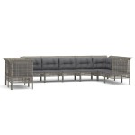 vidaXL Set mobilier de grădină cu perne, 9 piese, gri, poliratan vidaXL Set mobilier de grădină cu perne, 9 piese, gri, poliratan