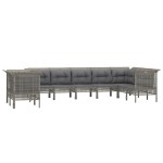 vidaXL Set mobilier de grădină cu perne, 9 piese, gri, poliratan vidaXL Set mobilier de grădină cu perne, 9 piese, gri, poliratan