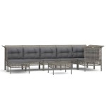 vidaXL Set mobilier de grădină cu perne, 8 piese, gri, poliratan vidaXL Set mobilier de grădină cu perne, 8 piese, gri, poliratan