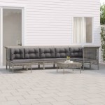 vidaXL Set mobilier de grădină cu perne, 8 piese, gri, poliratan vidaXL Set mobilier de grădină cu perne, 8 piese, gri, poliratan