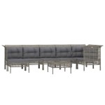 vidaXL Set mobilier de grădină cu perne, 8 piese, gri, poliratan vidaXL Set mobilier de grădină cu perne, 8 piese, gri, poliratan