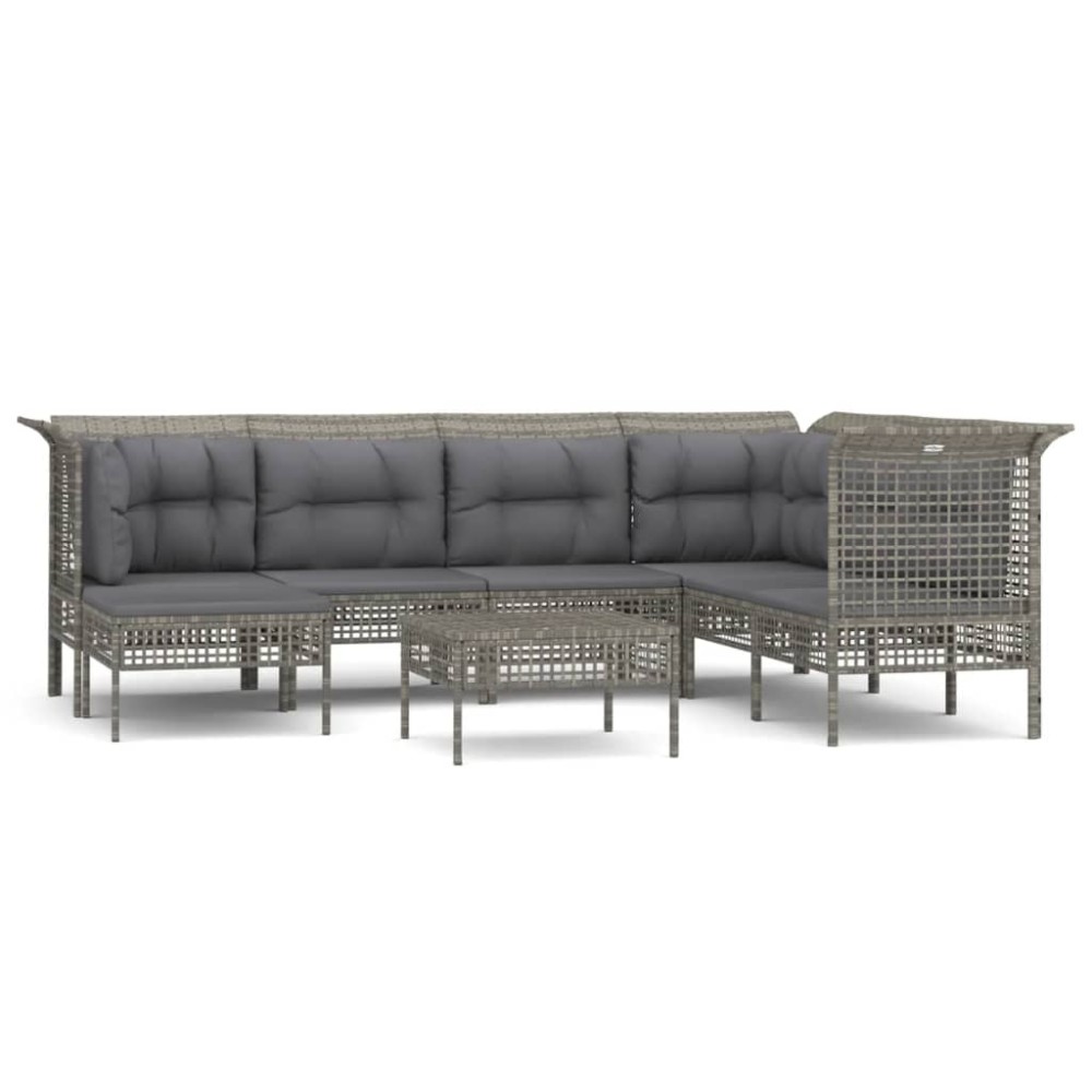 vidaXL Set mobilier de grădină cu perne, 8 piese, gri, poliratan