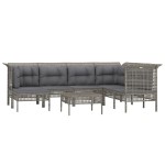 vidaXL Set mobilier de grădină cu perne, 8 piese, gri, poliratan vidaXL Set mobilier de grădină cu perne, 8 piese, gri, poliratan