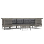 vidaXL Set mobilier de grădină cu perne, 8 piese, gri, poliratan vidaXL Set mobilier de grădină cu perne, 8 piese, gri, poliratan