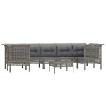 vidaXL Set mobilier de grădină cu perne, 8 piese, gri, poliratan vidaXL Set mobilier de grădină cu perne, 8 piese, gri, poliratan