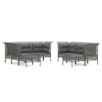vidaXL Set mobilier de grădină cu perne, 9 piese, gri, poliratan vidaXL Set mobilier de grădină cu perne, 9 piese, gri, poliratan