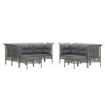 vidaXL Set mobilier de grădină cu perne, 9 piese, gri, poliratan vidaXL Set mobilier de grădină cu perne, 9 piese, gri, poliratan