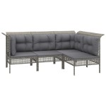 vidaXL Set mobilier de grădină cu perne, 9 piese, gri, poliratan vidaXL Set mobilier de grădină cu perne, 9 piese, gri, poliratan