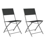 vidaXL Scaune pliante de exterior, 2 buc., negru, oțel și textilenă vidaXL Scaune pliante de exterior, 2 buc., negru, oțel și textilenă