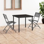 vidaXL Scaune pliante de exterior, 2 buc., negru, oțel și textilenă vidaXL Scaune pliante de exterior, 2 buc., negru, oțel și textilenă