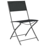vidaXL Scaune pliante de exterior, 2 buc., negru, oțel și textilenă vidaXL Scaune pliante de exterior, 2 buc., negru, oțel și textilenă