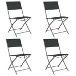 vidaXL Scaune pliante de exterior, 4 buc., negru, oțel și textilenă vidaXL Scaune pliante de exterior, 4 buc., negru, oțel și textilenă