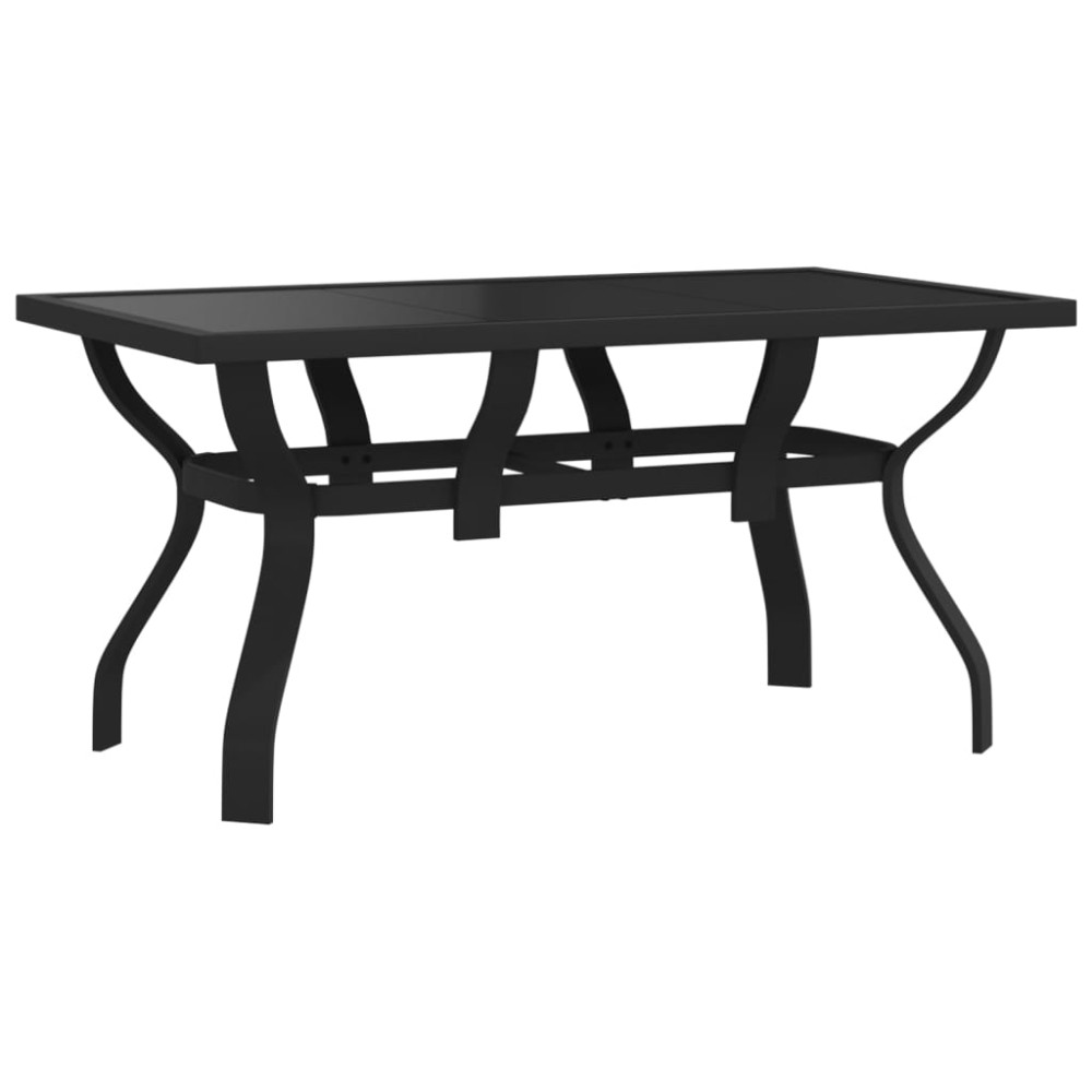 vidaXL Masă de grădină, negru, 140x70x70 cm, oțel și sticlă