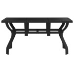 vidaXL Masă de grădină, negru, 140x70x70 cm, oțel și sticlă vidaXL Masă de grădină, negru, 140x70x70 cm, oțel și sticlă