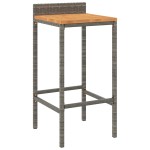 vidaXL Set bar pentru grădină, 9 piese, gri, poliratan/lemn acacia vidaXL Set bar pentru grădină, 9 piese, gri, poliratan/lemn acacia