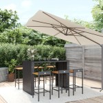 vidaXL Set bar pentru grădină, 7 piese, negru, poliratan/lemn acacia vidaXL Set bar pentru grădină, 7 piese, negru, poliratan/lemn acacia