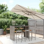 vidaXL Set bar pentru grădină, 7 piese, gri, poliratan/lemn acacia vidaXL Set bar pentru grădină, 7 piese, gri, poliratan/lemn acacia