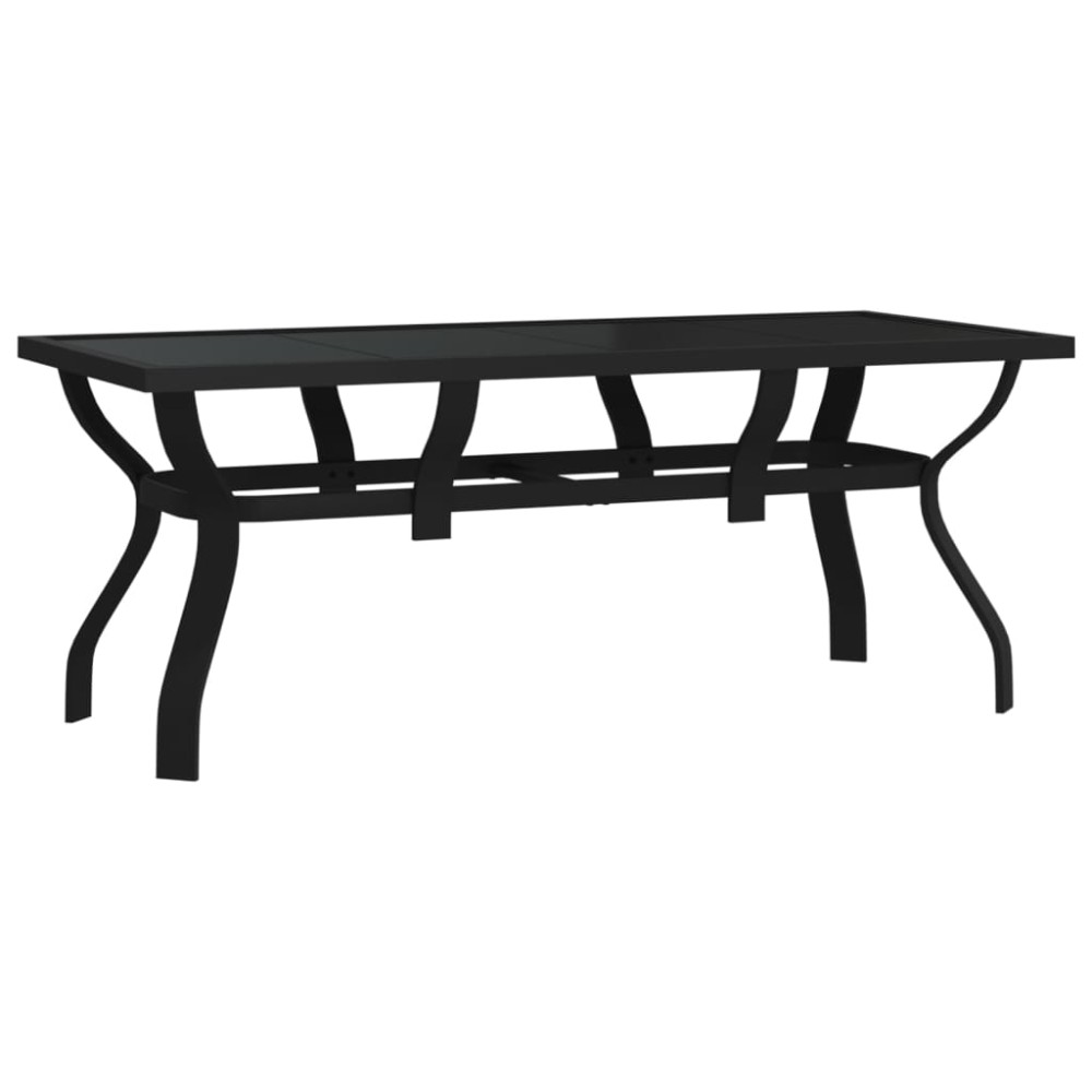 vidaXL Masă de grădină, negru, 180x80x70 cm, oțel și sticlă