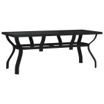 vidaXL Masă de grădină, negru, 180x80x70 cm, oțel și sticlă