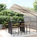 vidaXL Set bar pentru grădină, 7 piese, negru, poliratan/lemn acacia vidaXL Set bar pentru grădină, 7 piese, negru, poliratan/lemn acacia