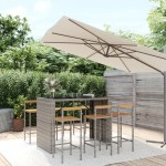 vidaXL Set bar pentru grădină, 7 piese, gri, poliratan/lemn acacia vidaXL Set bar pentru grădină, 7 piese, gri, poliratan/lemn acacia