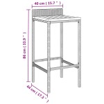 vidaXL Set bar pentru grădină, 3 piese, gri, poliratan/lemn acacia