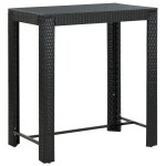 vidaXL Set bar pentru grădină, 5 piese, negru, poliratan/lemn acacia